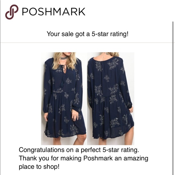 NAVY WHITE BOHO STYLE DRESS - Picture 9 of 9